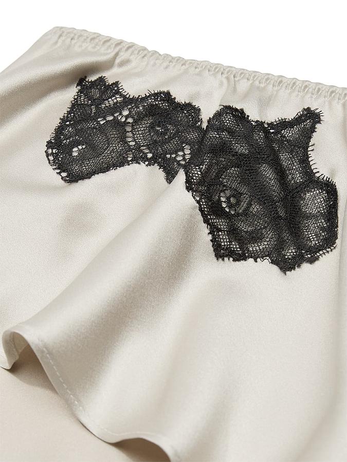 Satin Rose Lace-Trim Cami & Flutter Short Set