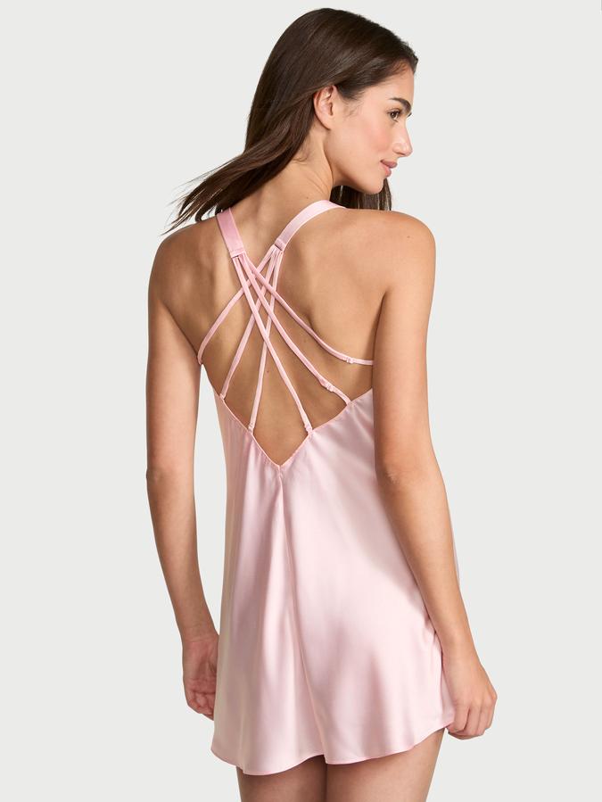 Scattered Shine Strap Satin Strappy-Back Slip