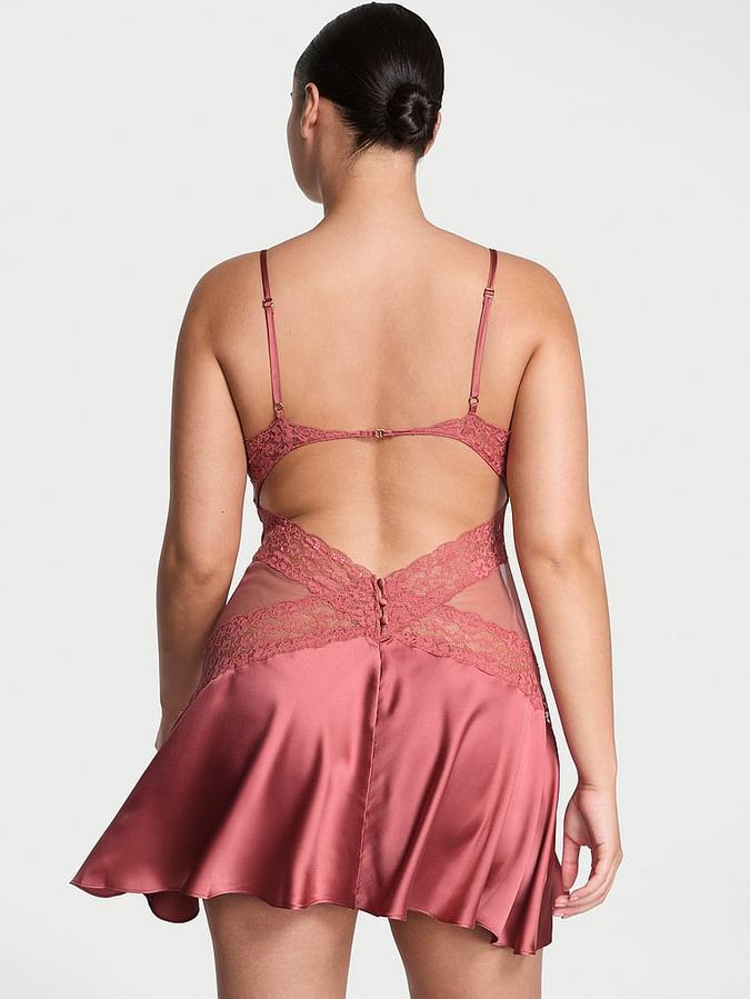 Rose Dare to Dream Lace & Satin Flounce Slip Dress