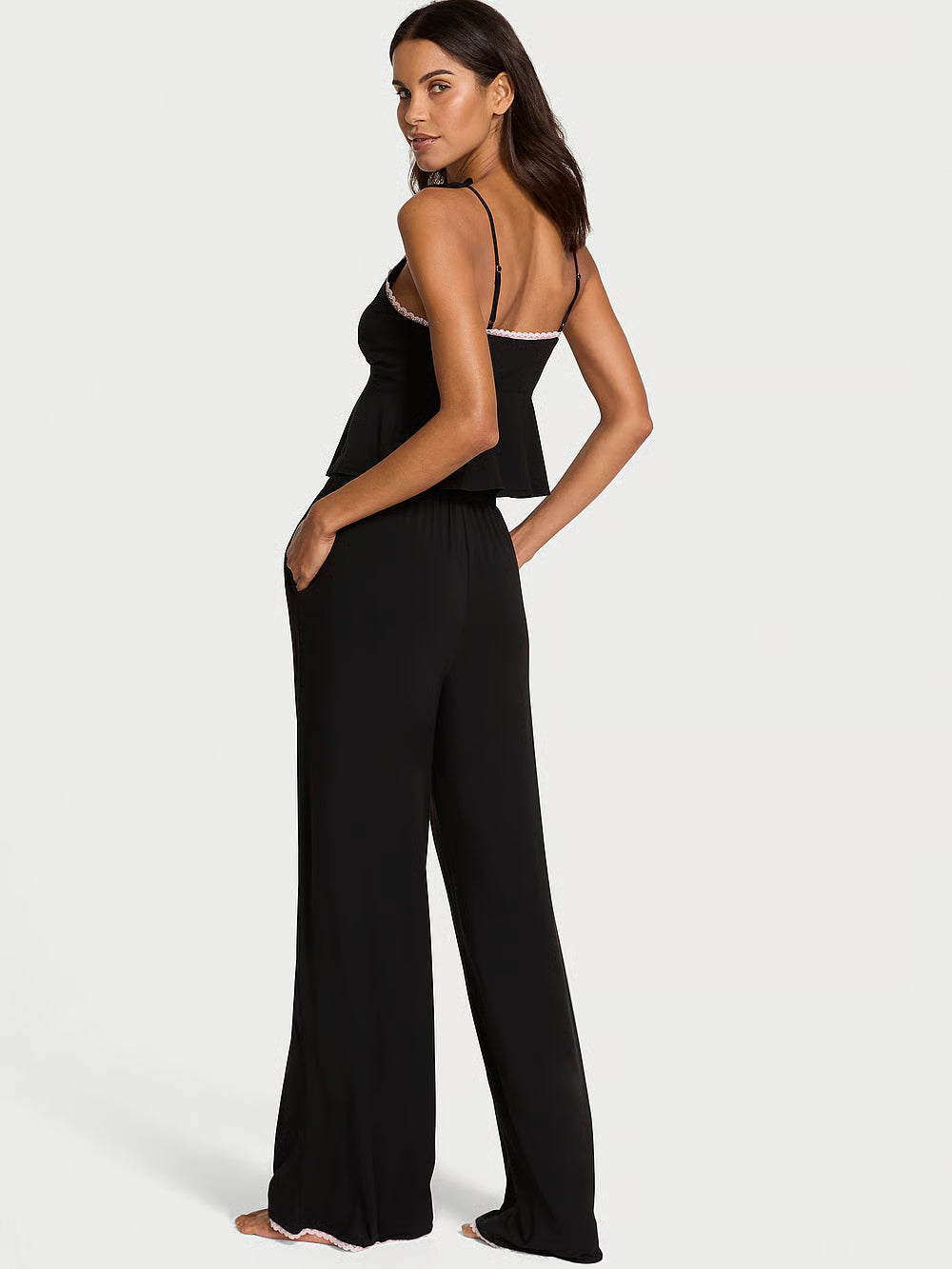 Modal Soft Bow Cami & Wide-Leg Pant Set