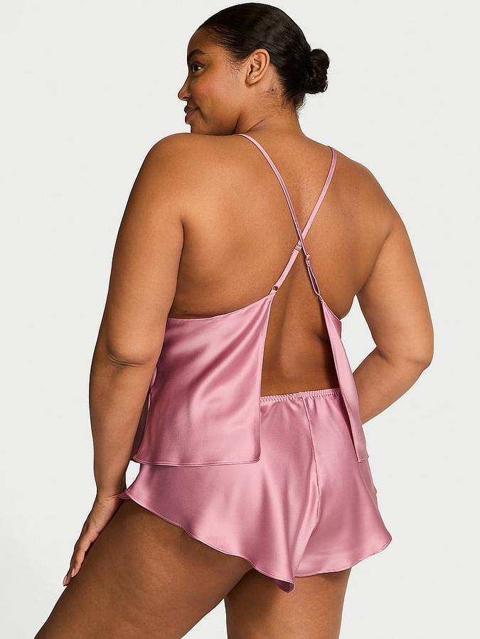 Silky Satin Open-Back Cami & Shorts Set