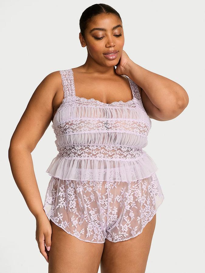 Dreamy Lace Sheer Cami & Flutter Short Set