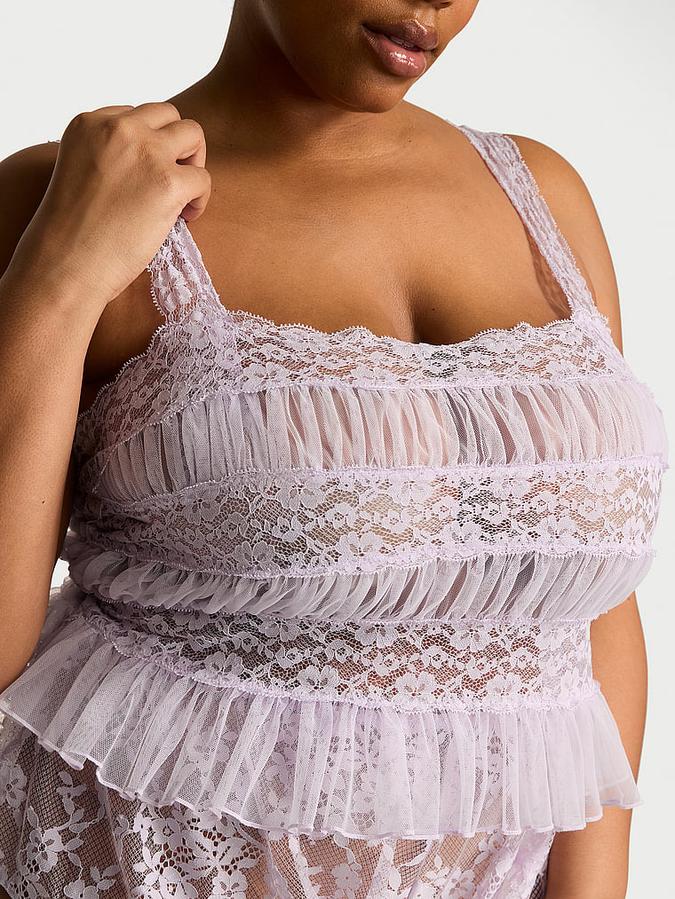 Dreamy Lace Sheer Cami & Flutter Short Set